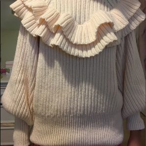 Ivory Knit Ruffle Sweater